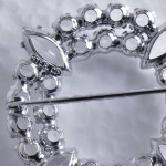 Wreath Pin Sterling Silver Crystal Brooch
