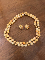22” antique double necklace and earrings