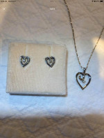 14k Diamond Heart Pendant & Earrings