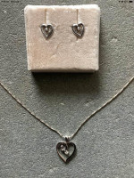14k Diamond Heart Pendant & Earrings