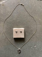 14k Diamond Heart Pendant & Earrings