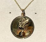 Talon sunrise crane gold necklace for hope, happiness, & good fortune