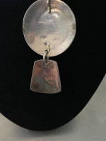 Hopi overlay sterling pendant on leather cord hallmarked signed Native