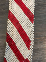 Mesh Metal Tie Necklace Red/White