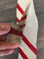 Mesh Metal Tie Necklace Red/White