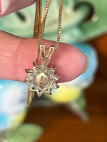 Lovely 14k Pearl & Natural Diamond Pendant Necklace