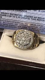 BEAUTIFUL LARGE MEN’S ROLEX STYLE 2 CARAT DIAMOND GOLD RING