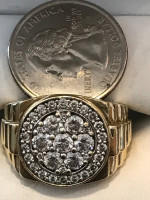 BEAUTIFUL LARGE MEN’S ROLEX STYLE 2 CARAT DIAMOND GOLD RING
