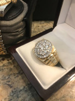 BEAUTIFUL LARGE MEN’S ROLEX STYLE 2 CARAT DIAMOND GOLD RING