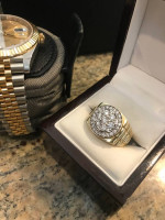 BEAUTIFUL LARGE MEN’S ROLEX STYLE 2 CARAT DIAMOND GOLD RING