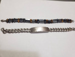 Black Onix/Tiger eye and Sterling Plaque silver nickle Bracelet