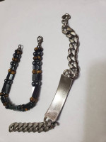 Black Onix/Tiger eye and Sterling Plaque silver nickle Bracelet