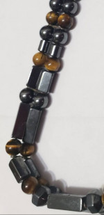Black Onix/Tiger eye and Sterling Plaque silver nickle Bracelet