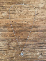 Neiman Marcus Sterling Silver Cz Flower Pendant Necklace Italy