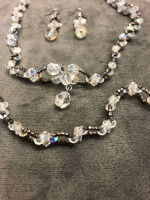 CRYSTAL & SILVER CHOKER/BRACELET/EARRING SET