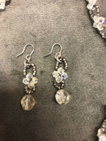 CRYSTAL & SILVER CHOKER/BRACELET/EARRING SET