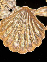 14K Yellow Gold Ocean Sea Life Star Fish Sand Dollar Seashell Slide Pendant