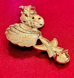 14K Yellow Gold Ocean Sea Life Star Fish Sand Dollar Seashell Slide Pendant