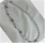 AMETHYST PINK GEMSTONES PEARLS JEWELRY NECKLACE