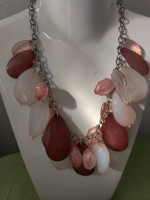 Brown, White & Pink Bead Drop Necklace (READ DETAILS)