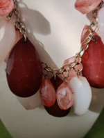 Brown, White & Pink Bead Drop Necklace (READ DETAILS)