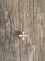 16” Diamond + Platinum Tiny Cross “Illusion” Necklace, Saks 5th Avenue