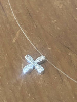 16” Diamond + Platinum Tiny Cross “Illusion” Necklace, Saks 5th Avenue
