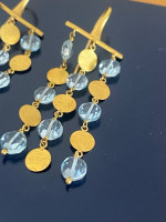 18k Gold Disc + Aquamarine Briolette Dangle Earrings from Saks 5th Ave