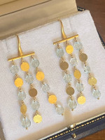 18k Gold Disc + Aquamarine Briolette Dangle Earrings from Saks 5th Ave