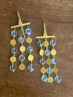 18k Gold Disc + Aquamarine Briolette Dangle Earrings from Saks 5th Ave