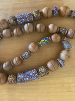 Antique African Tribal Millefiori Trade Beads Vtg Ram Pendant Necklace
