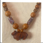 Antique African Tribal Millefiori Trade Beads Vtg Ram Pendant Necklace