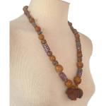 Antique African Tribal Millefiori Trade Beads Vtg Ram Pendant Necklace