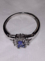 14K Gold Tanzanite & Diamond Necklace w/ Matching Ring & Earrings