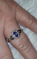 14K Gold Tanzanite & Diamond Necklace w/ Matching Ring & Earrings