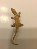 14K Yellow GOLD Gecko Pin