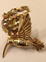 Gold DIAMOND HummingBird Pendant.