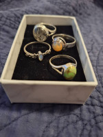 4 Gemstone and Silver Rings