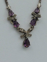 Genuine Amethyst & Sterling & Marcasite Set