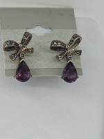 Genuine Amethyst & Sterling & Marcasite Set