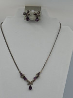 Genuine Amethyst & Sterling & Marcasite Set