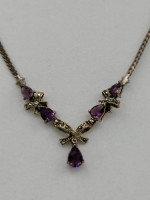 Genuine Amethyst & Sterling & Marcasite Set