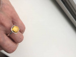 Yellow Citrine / Blue Topaz Rings (6-6.5) SS Designer Handcrafted