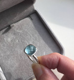 Yellow Citrine / Blue Topaz Rings (6-6.5) SS Designer Handcrafted