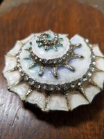 Conch Shell Enamel and Rhinestones Trinket Box