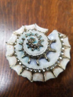 Conch Shell Enamel and Rhinestones Trinket Box