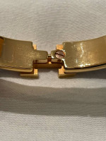 Authentic Hermes Enamel Bracelet Clic Clac H Blue/Navy × Gold  Plated W/Box