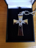 Men's Large Cross with Ball Chain Stainless Steel