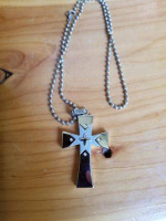 Men's Large Cross with Ball Chain Stainless Steel