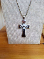 Men's Large Cross with Ball Chain Stainless Steel
